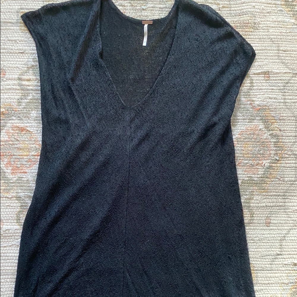 Free people long black sheer tunic